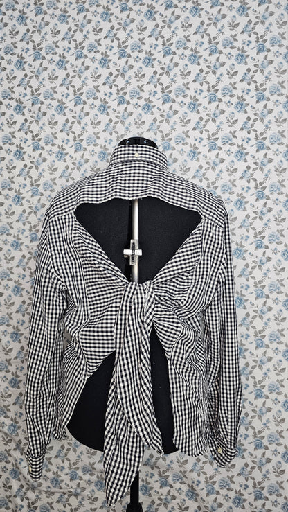 Bow Chechered Black Top