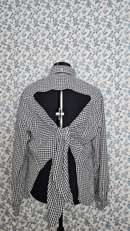 Bow Chechered Black Top