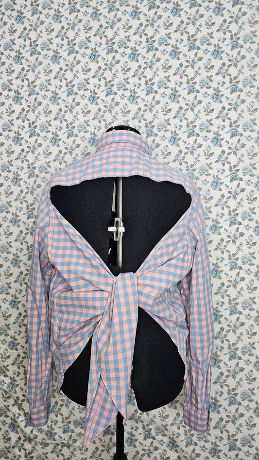 Bow Chechered Pink Top